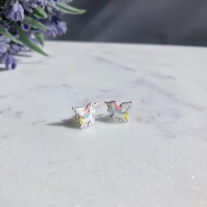 Silver Unicorn stud earrings